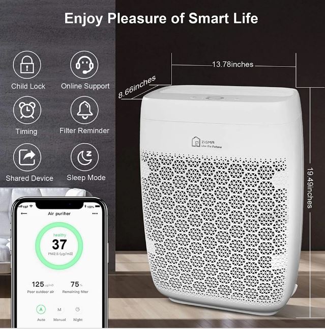 امکانات هوشمند دستگاه تصفیه هوا زیگما مدل  Aerio-300