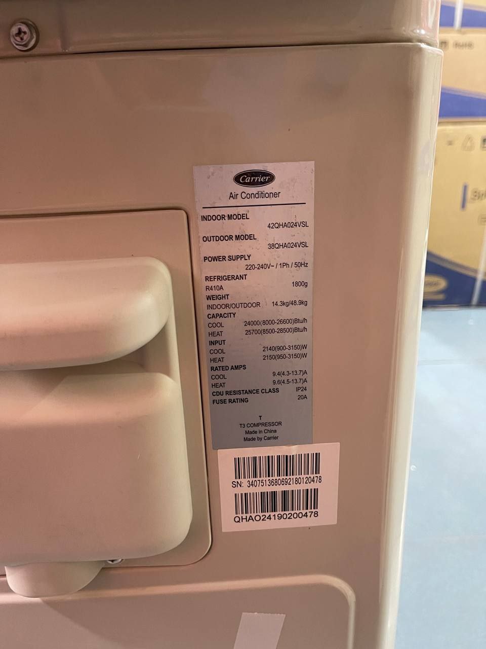  کولرگازی 24000 اینورتر کریر 