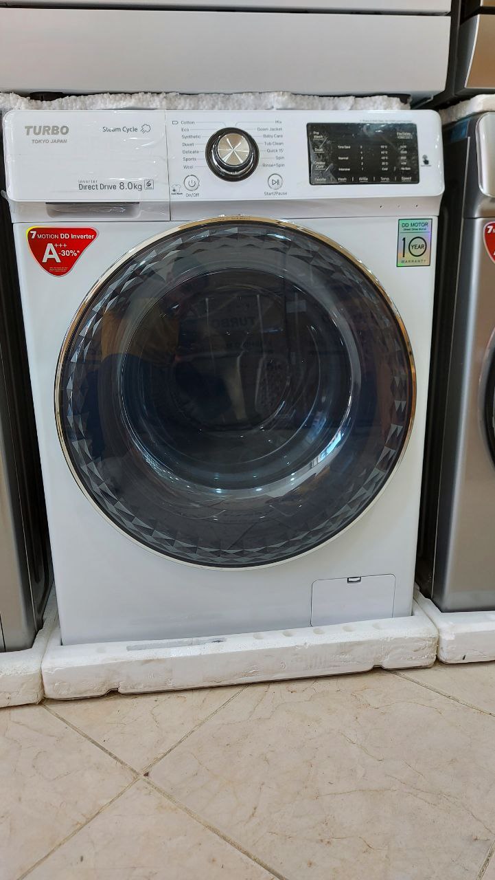 ماشین لباسشویی توربو ژاپن 8 کیلو سفید 